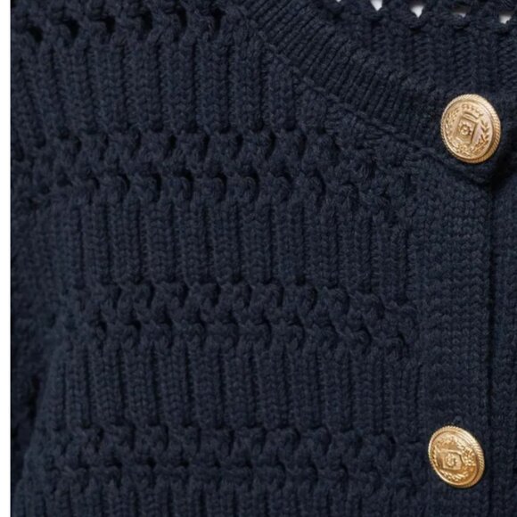 MANGO Knitted Cardigan With Jewel Button Old Money Women's Medium Open Knit - Picture 8 of 8